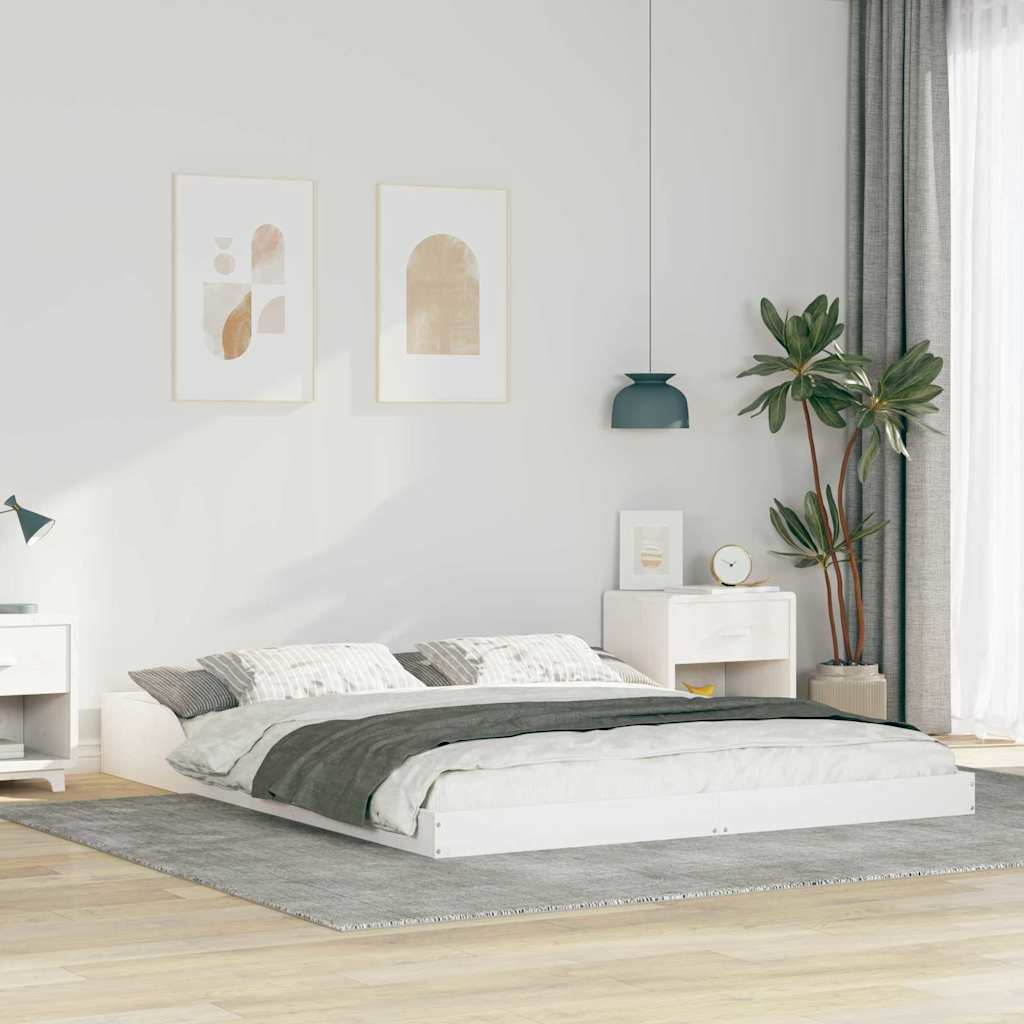 Vidaxl bedframe wit 160 x 210 cm massief grenenhout