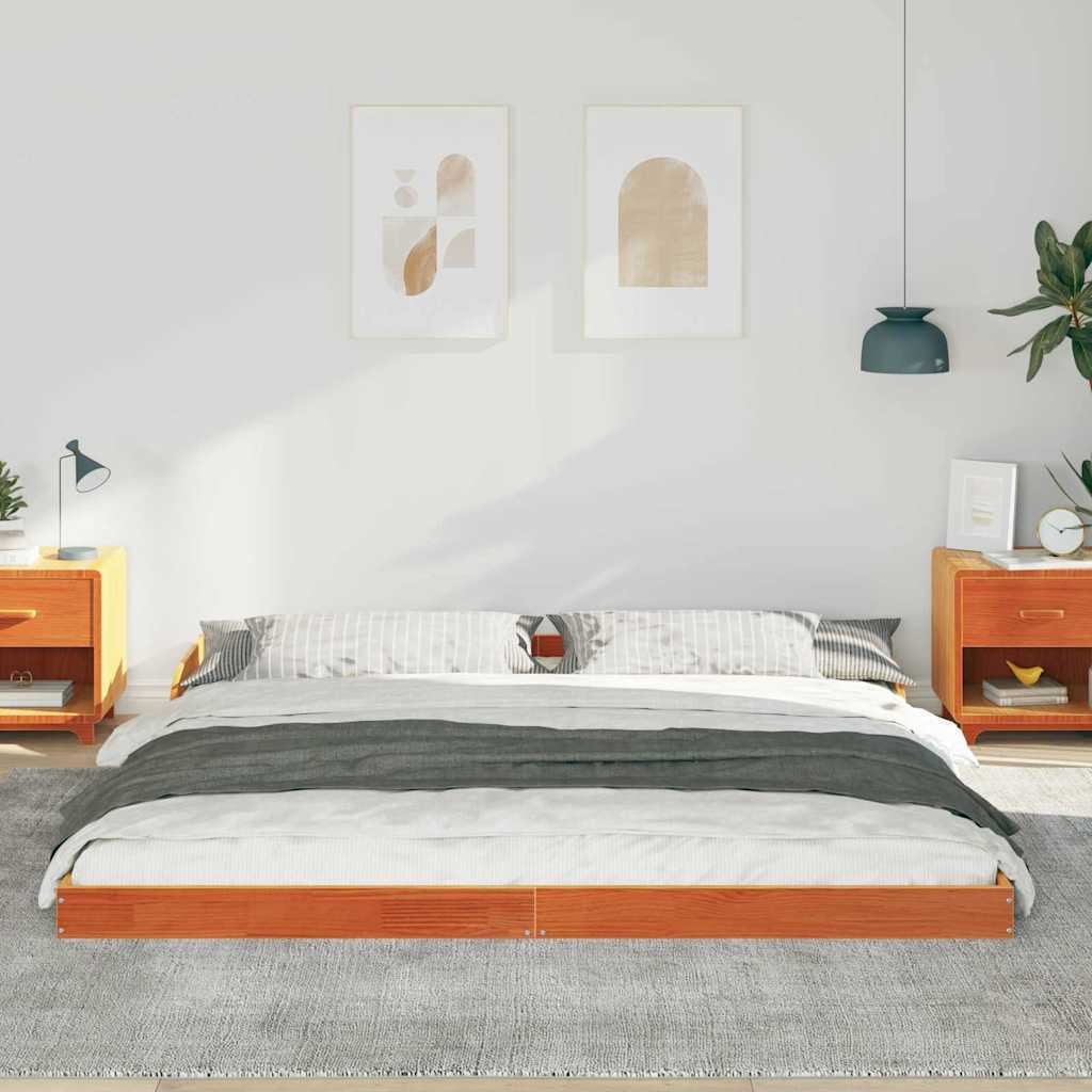Vidaxl bedframe wasbruin 200 x 210 cm massief grenenhout