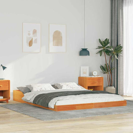 Vidaxl bedframe wasbruin 160 x 220 cm massief grenenhout