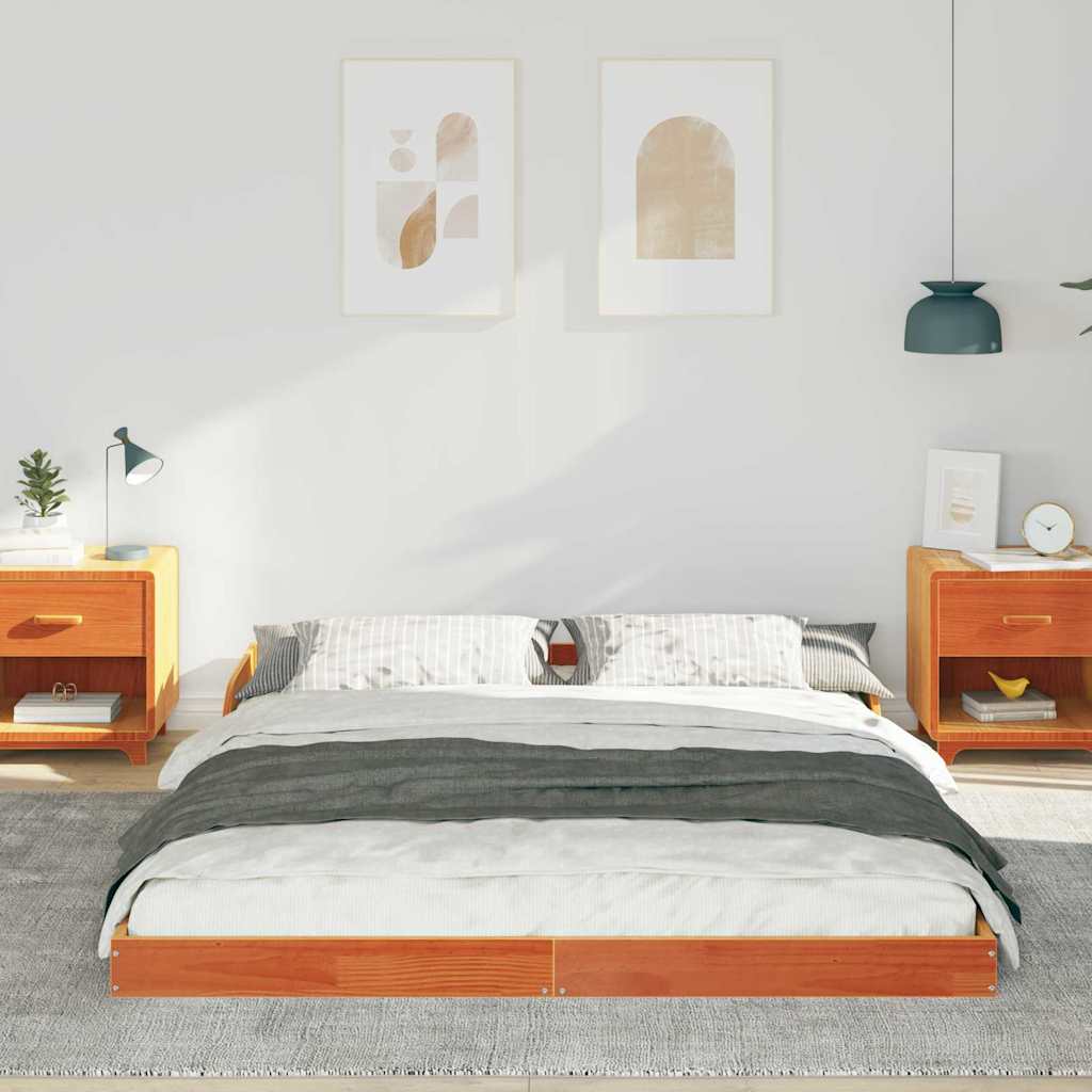 Vidaxl bedframe wasbruin 160 x 220 cm massief grenenhout