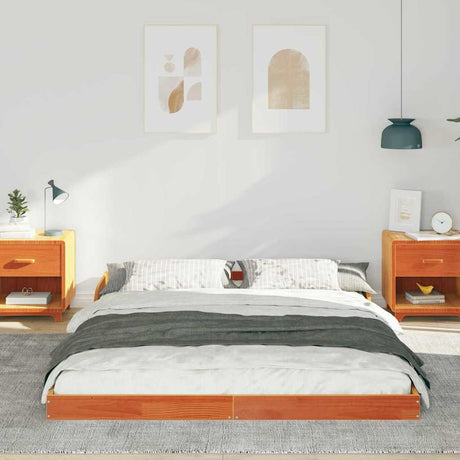 Vidaxl bedframe wasbruin 160 x 220 cm massief grenenhout