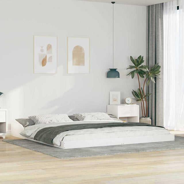 Vidaxl bedframe wit 200 x 220 cm massief grenenhout