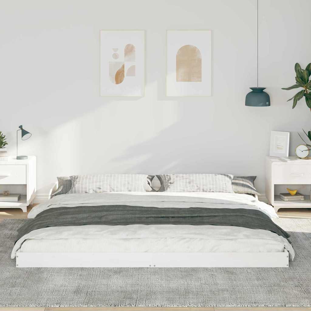 Vidaxl bedframe wit 200 x 220 cm massief grenenhout