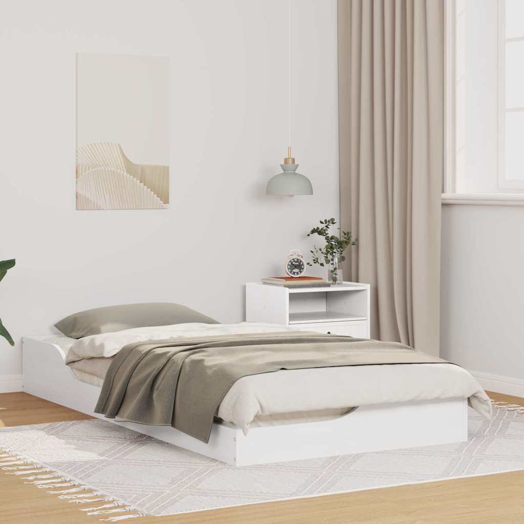Vidaxl bedframe wit 90 x 190 cm massief grenenhout