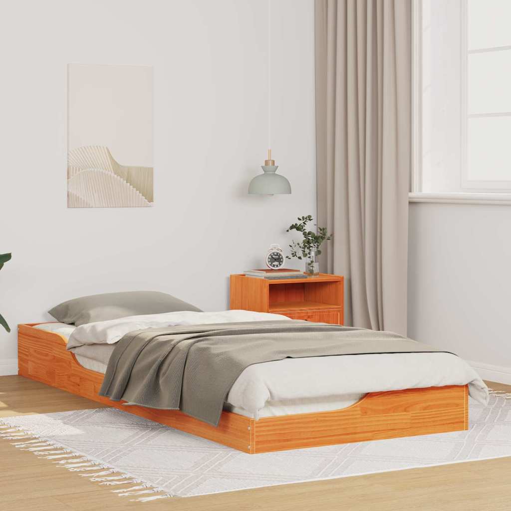 Vidaxl bedframe wasbruin 80 x 220 cm massief grenenhout
