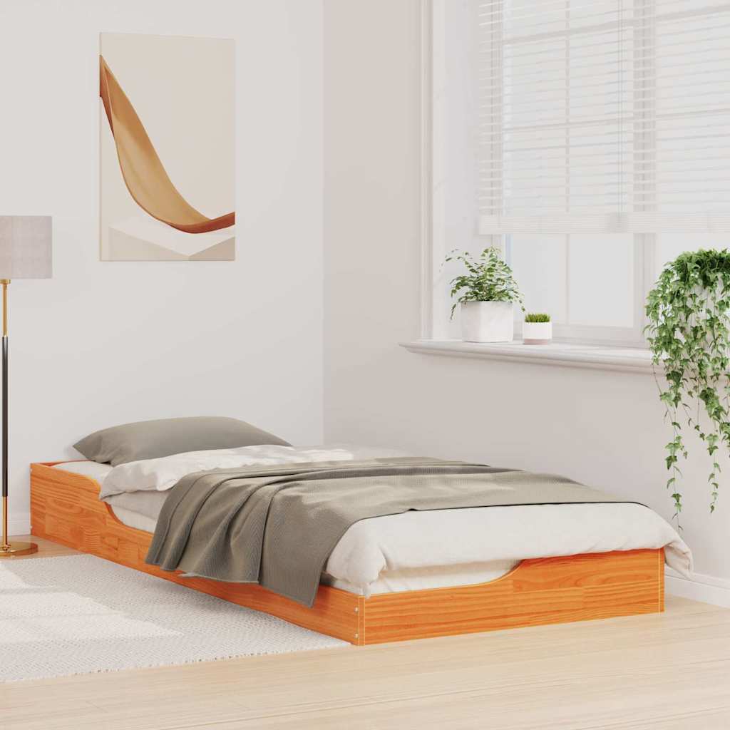 Vidaxl bedframe wasbruin 90 x 220 cm massief grenenhout