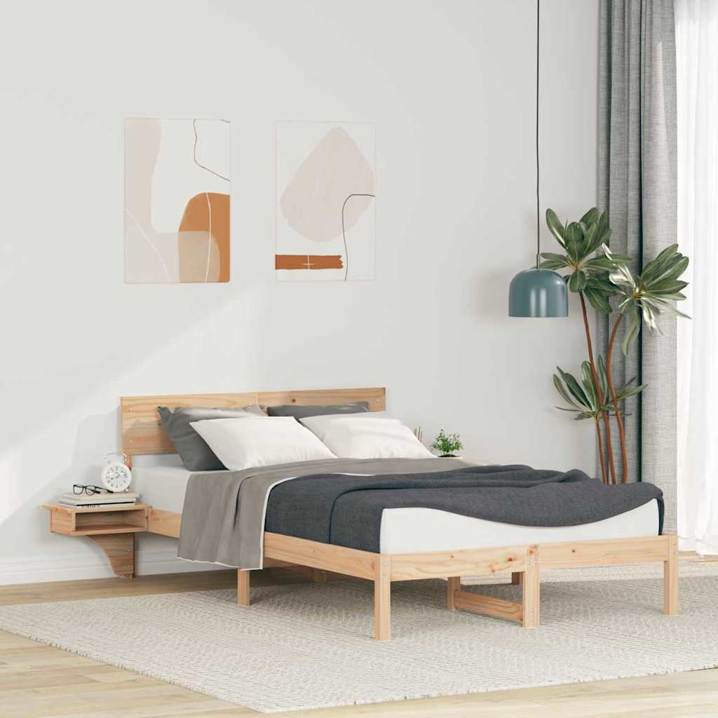 Vidaxl bedframe met hoofdeinde bruin 120 x 190 cm massief grenenhout