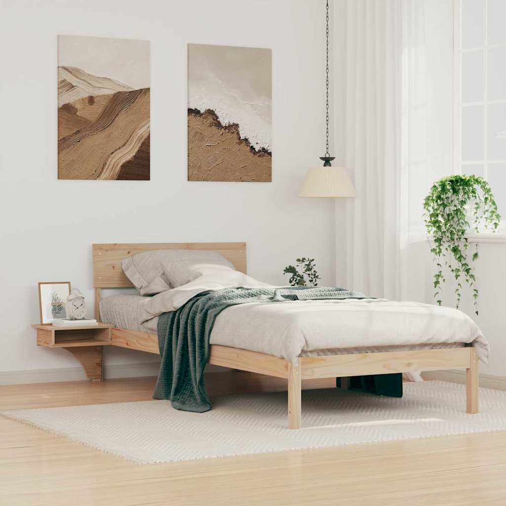 Vidaxl bedframe met hoofdeinde bruin 100 x 200 cm massief grenenhout
