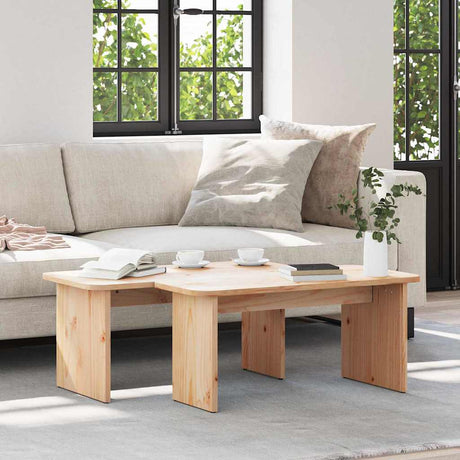 Vidaxl salontafel 2 st naturel 100 x 69 x 35,5 cm massief grenenhout
