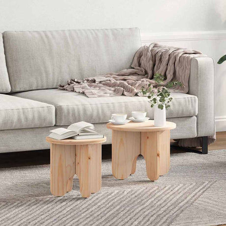Vidaxl salontafel 2 st naturel 39.5 x 39.5 x 30 cm massief grenenhout