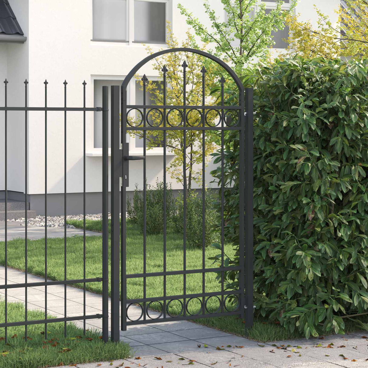 Vidaxl hekpoort met slot grijs 100 x 175 cm gepoedercoat staal