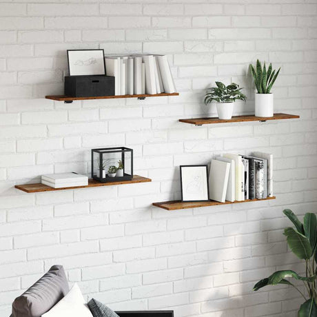 Vidaxl boekenplank bord 3-laags 4 st 80 x 20 x 1,5 cm bewerkt hout
