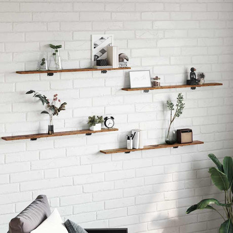 Vidaxl boekenplank bord 3-laags 4 st 100 x 10 x 1,5 cm bewerkt hout