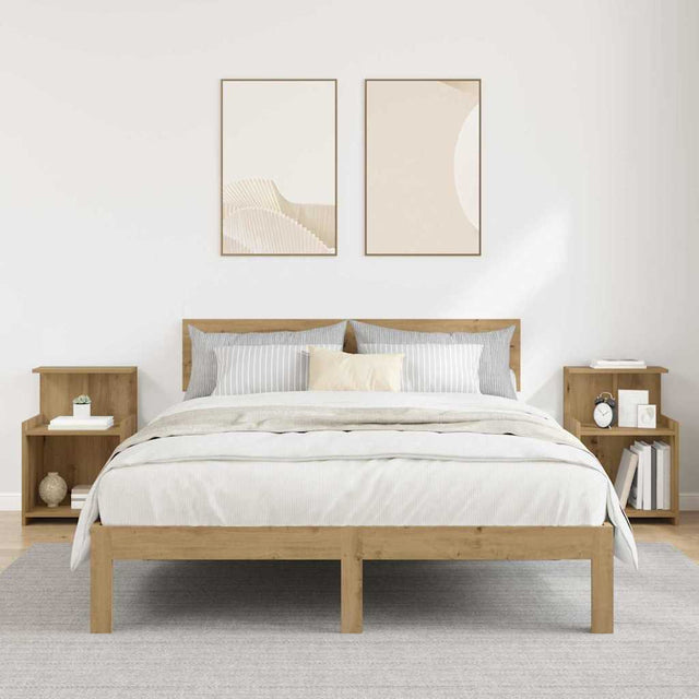 Vidaxl nachtkastje 2 st artisan eiken 40 x 35 x 60 cm bewerkt hout