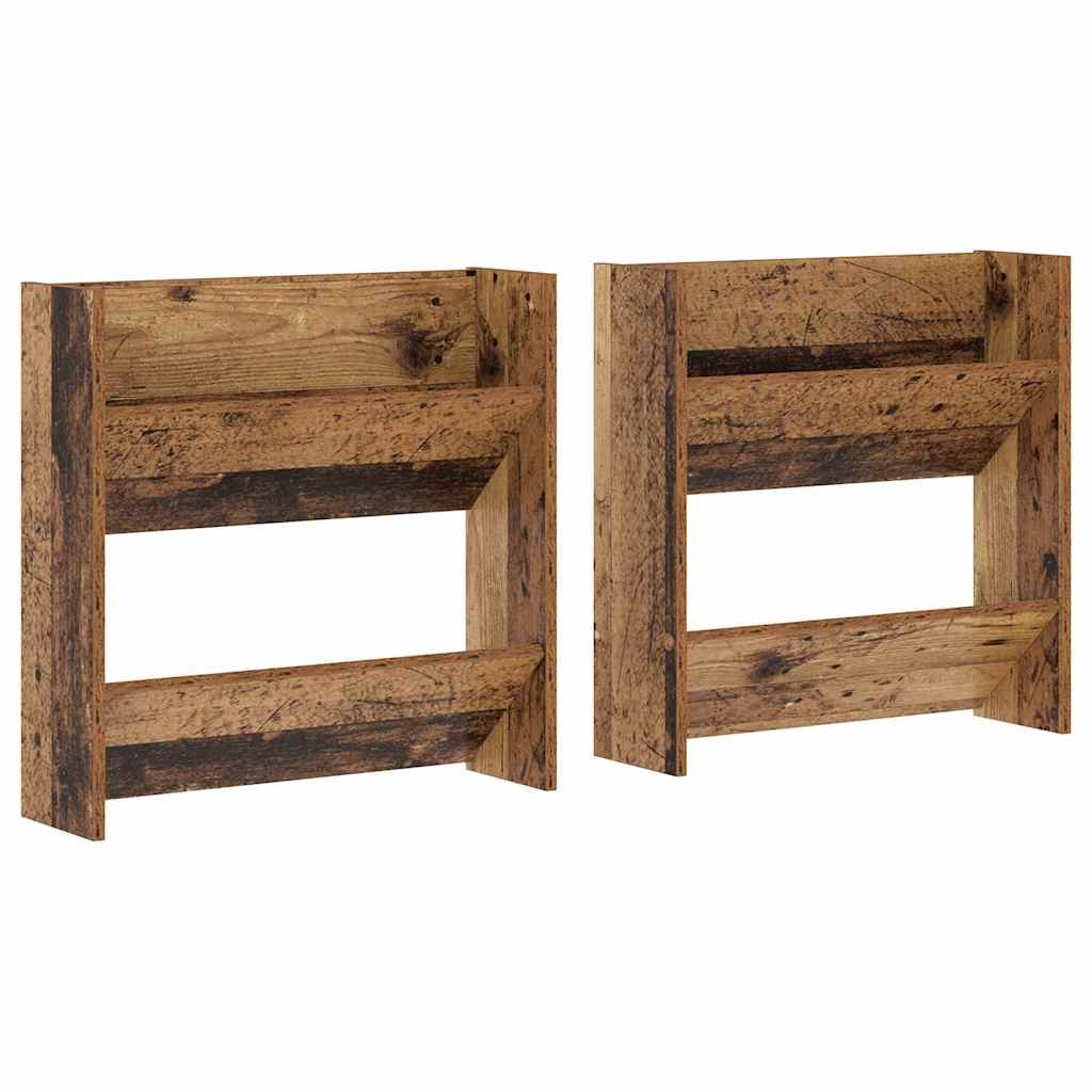 Vidaxl schoenenkast 2 pcs oudhout 60 x 18 x 60 cm bewerkt hout