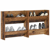 Vidaxl schoenenkast 2 pcs oudhout 60 x 18 x 60 cm bewerkt hout