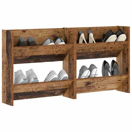 Vidaxl schoenenkast 2 pcs oudhout 60 x 18 x 60 cm bewerkt hout