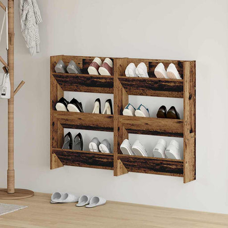 Vidaxl schoenenkast 2 pcs oudhout 60 x 18 x 90 cm bewerkt hout