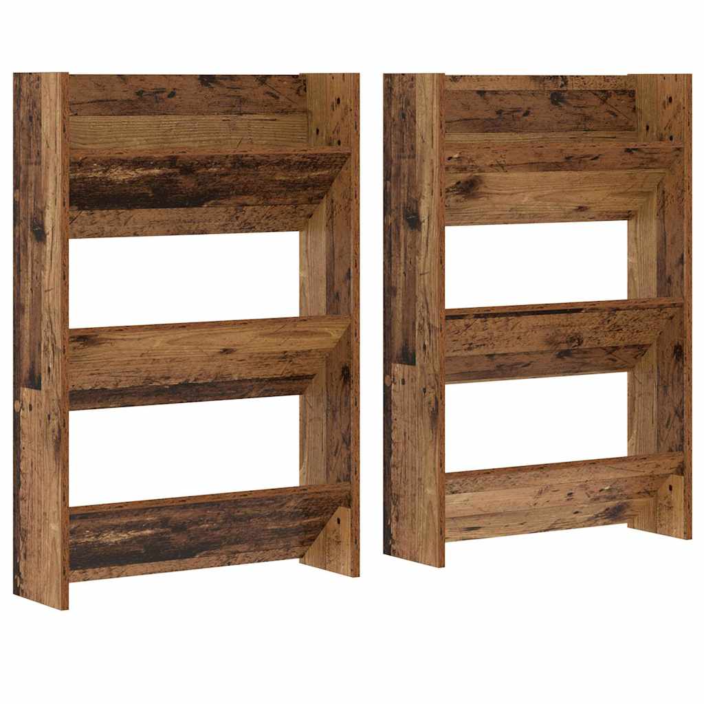 Vidaxl schoenenkast 2 pcs oudhout 60 x 18 x 90 cm bewerkt hout