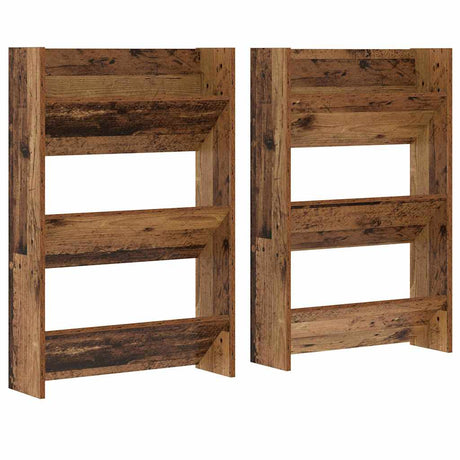 Vidaxl schoenenkast 2 pcs oudhout 60 x 18 x 90 cm bewerkt hout