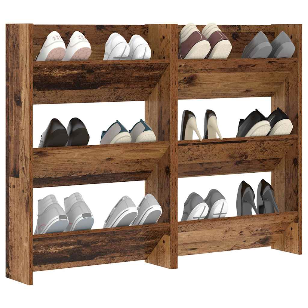 Vidaxl schoenenkast 2 pcs oudhout 60 x 18 x 90 cm bewerkt hout