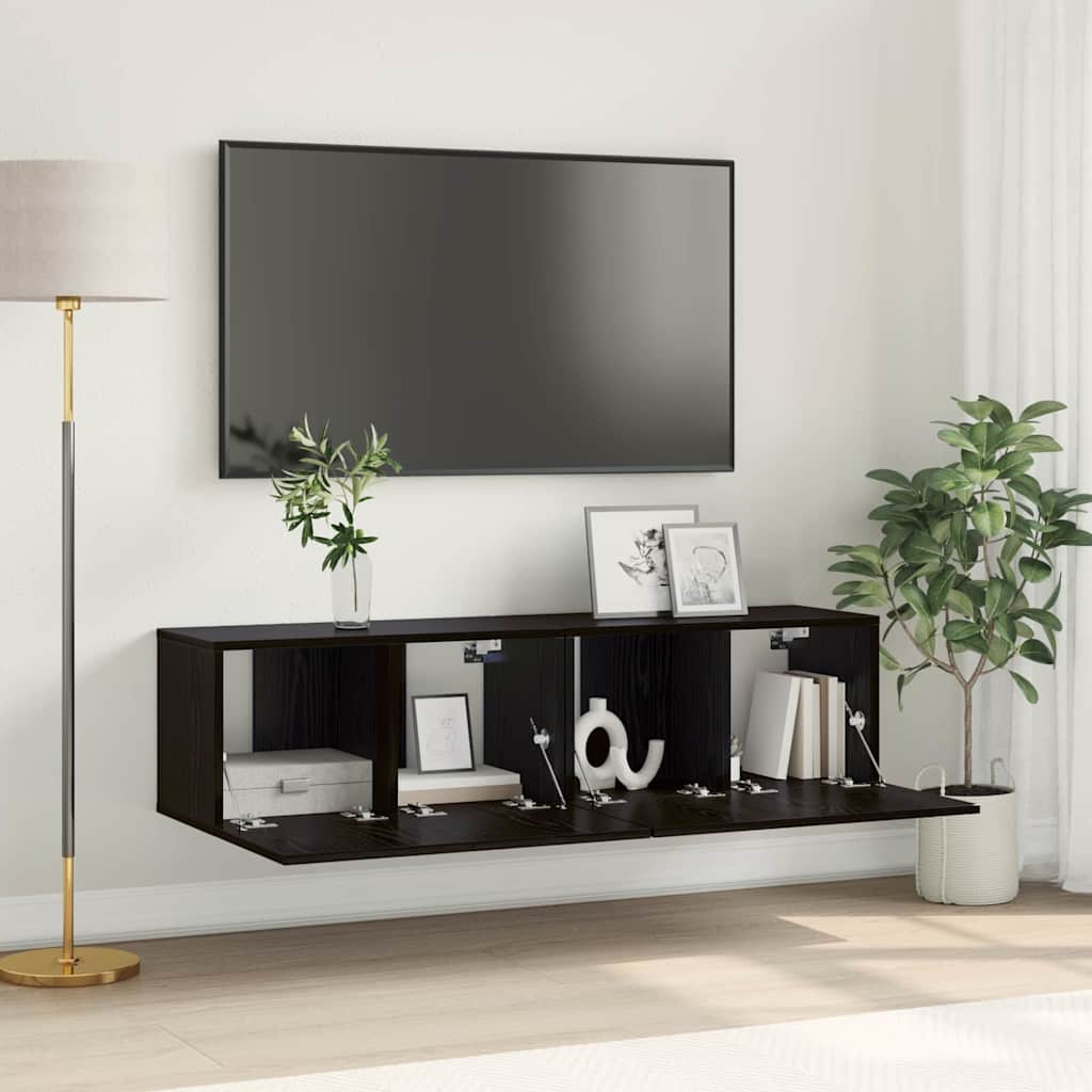 Vidaxl tv-meubelset 2 st zwart bewerkt hout