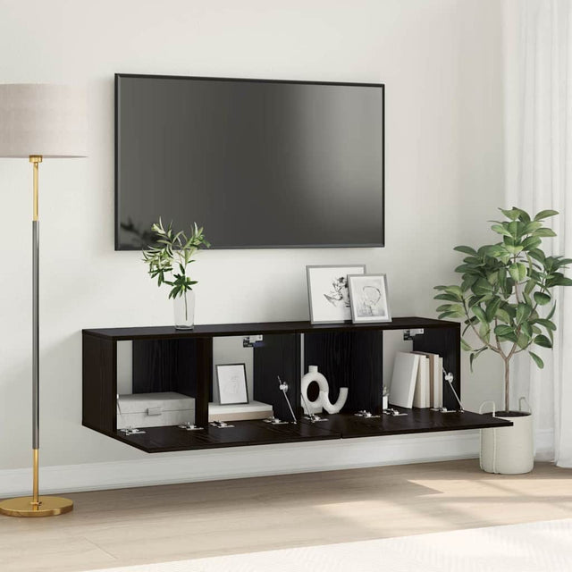 Vidaxl tv-meubelset 2 st zwart bewerkt hout