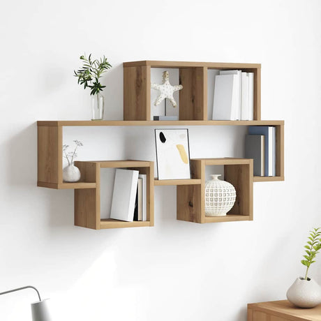 Vidaxl wandplank muurmontage artisanaal eikenkleurig 82 x 15 x 51 cm