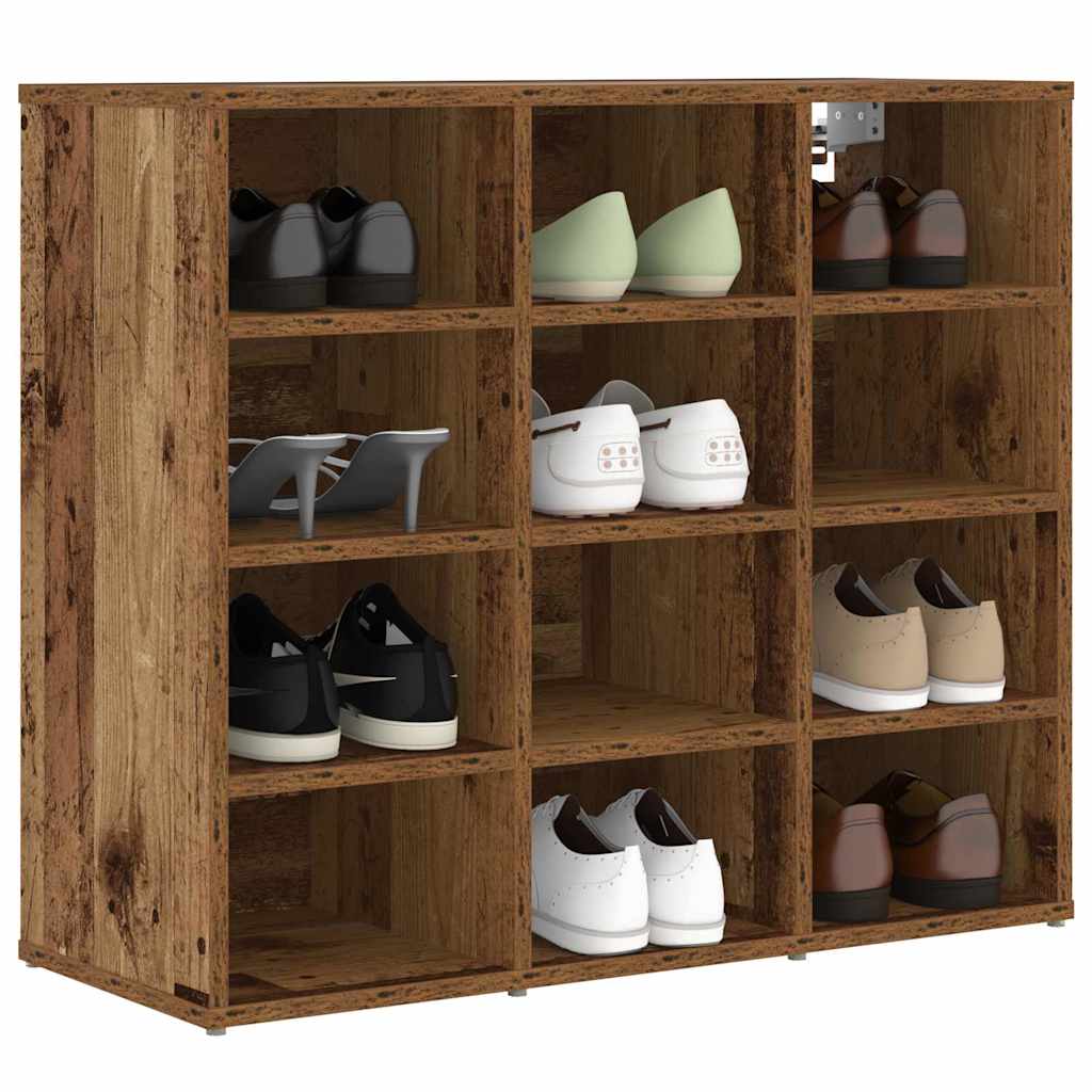 Vidaxl schoenenkast met plank oudhout 77,5 x 30 x 67 cm bewerkt hout