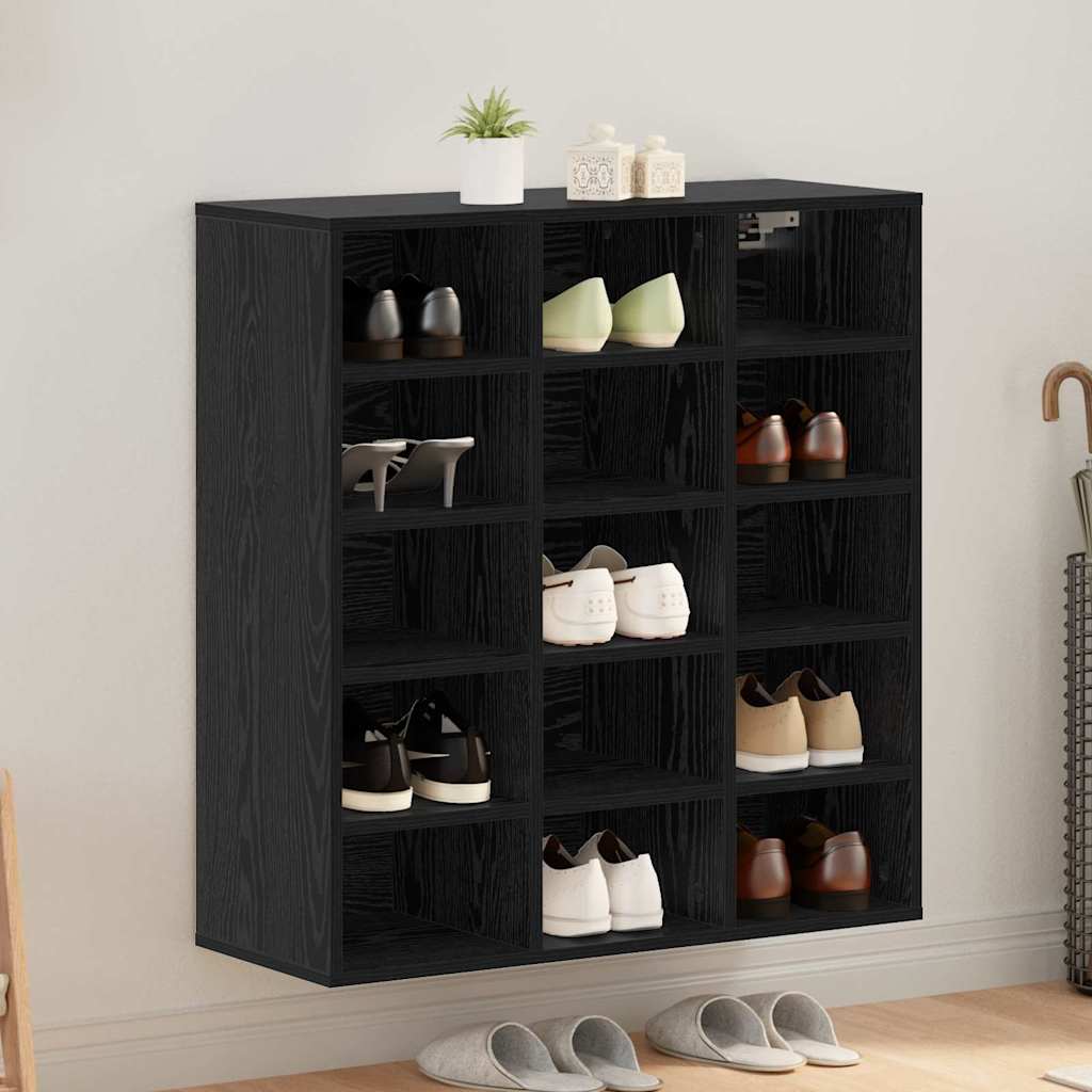 Vidaxl schoenenkast zwart eiken 77,5 x 30 x 83,5 cm bewerkt hout