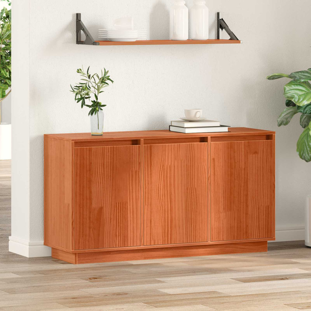 Vidaxl dressoir bruin eiken 111 x 34 x 60 cm massief grenenhout