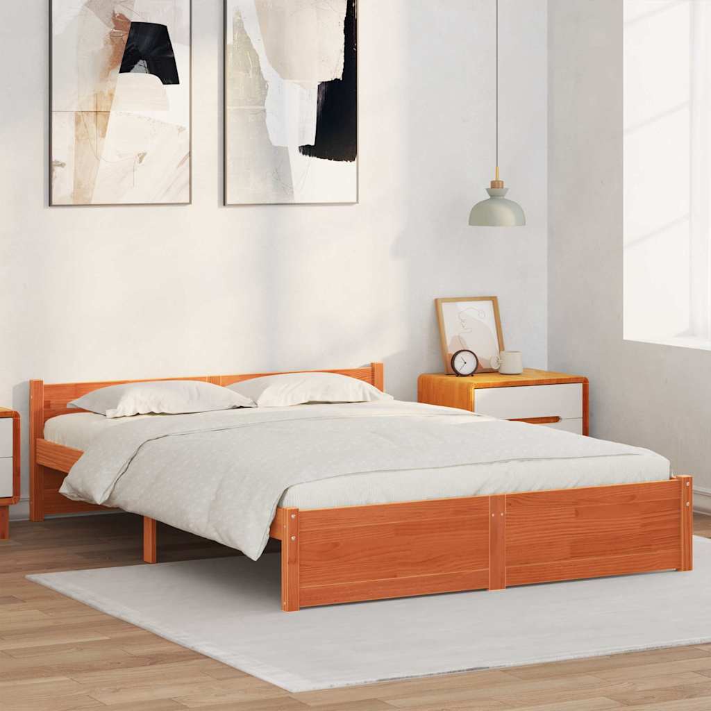 Vidaxl bedframe wasbruin 195,5 x 145,5 x 51 cm massief grenenhout