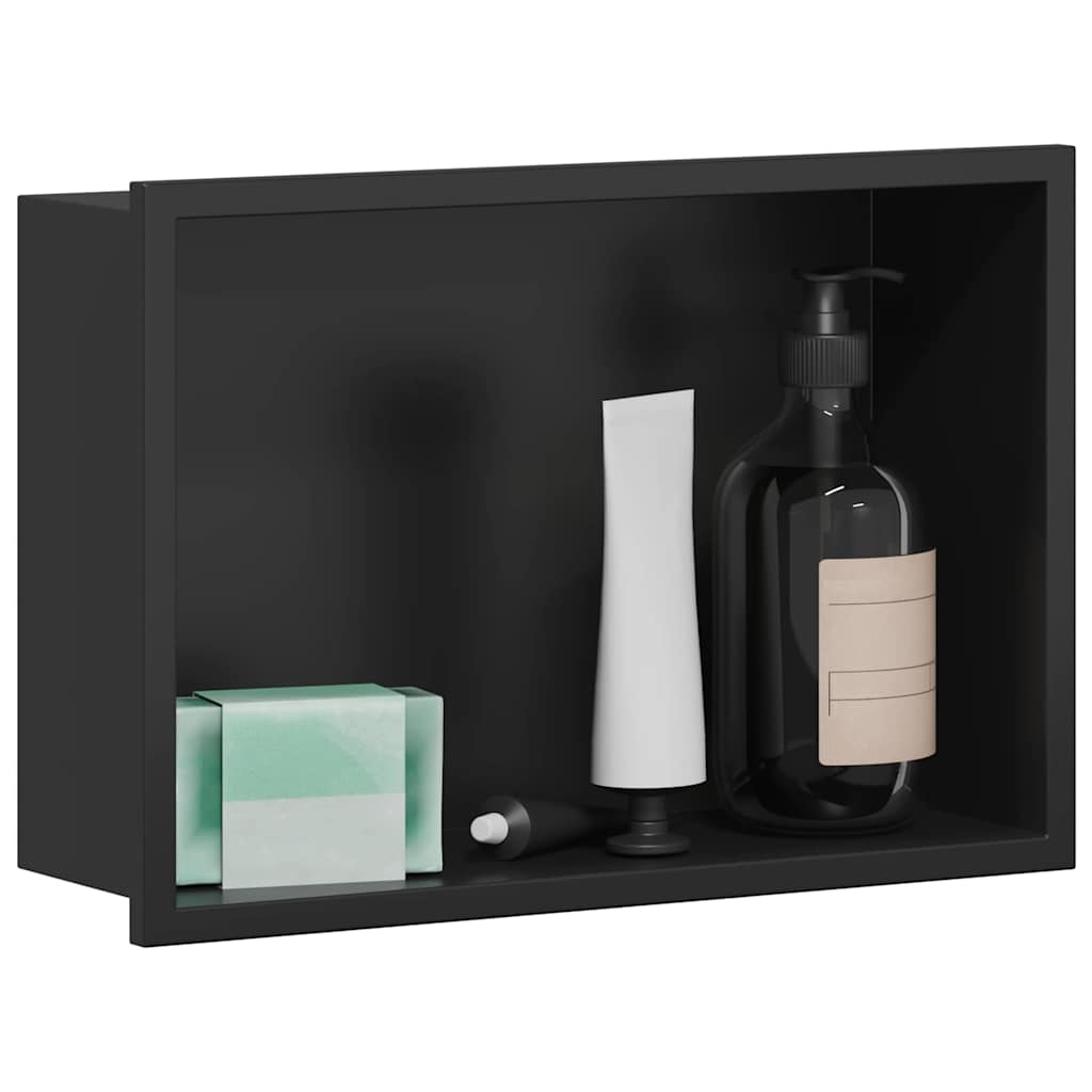 Vidaxl douche niche zwart 30 x 20 x 9,5 cm roestvrij staal