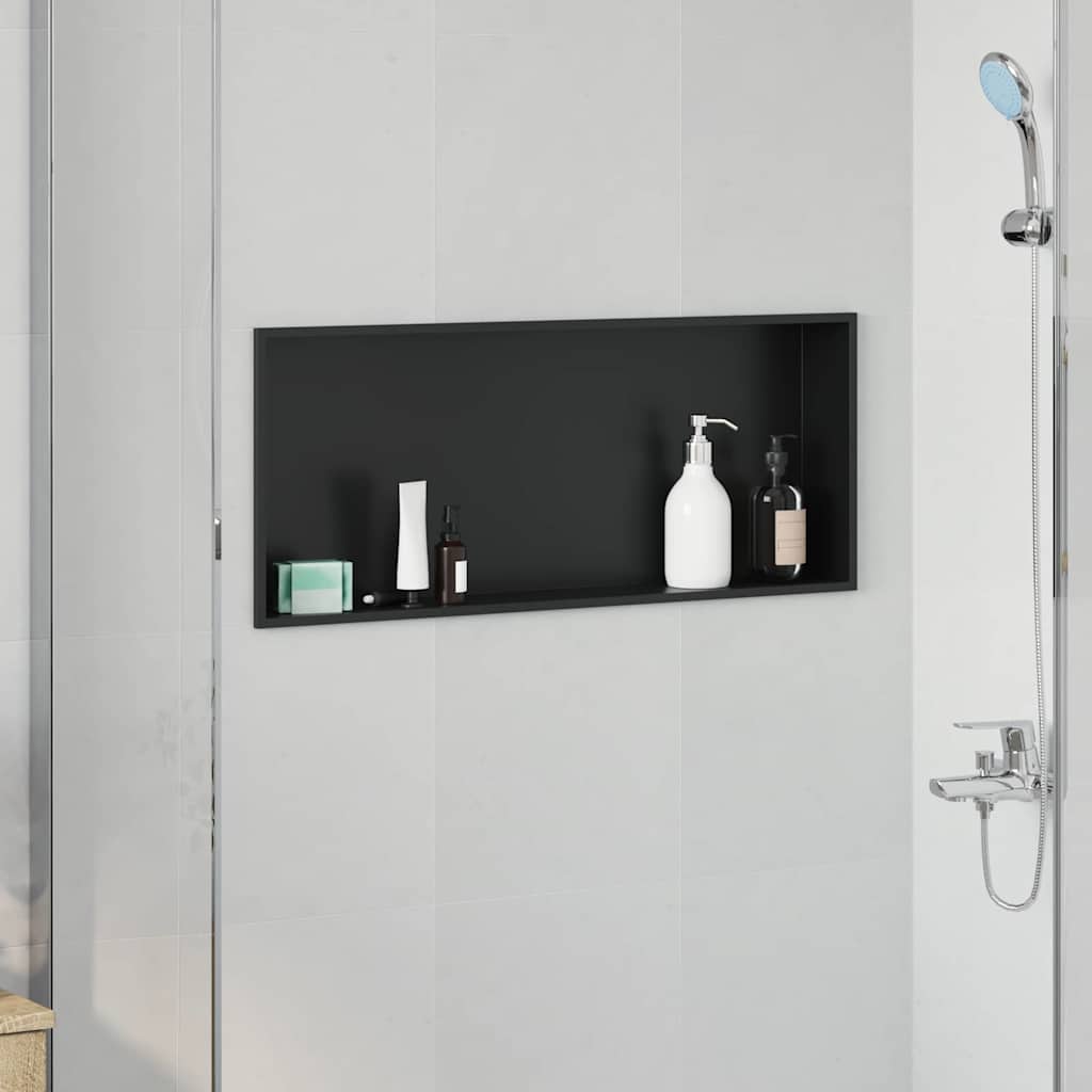 Vidaxl douche niche zwart 75 x 30 x 9,5 cm roestvrij staal