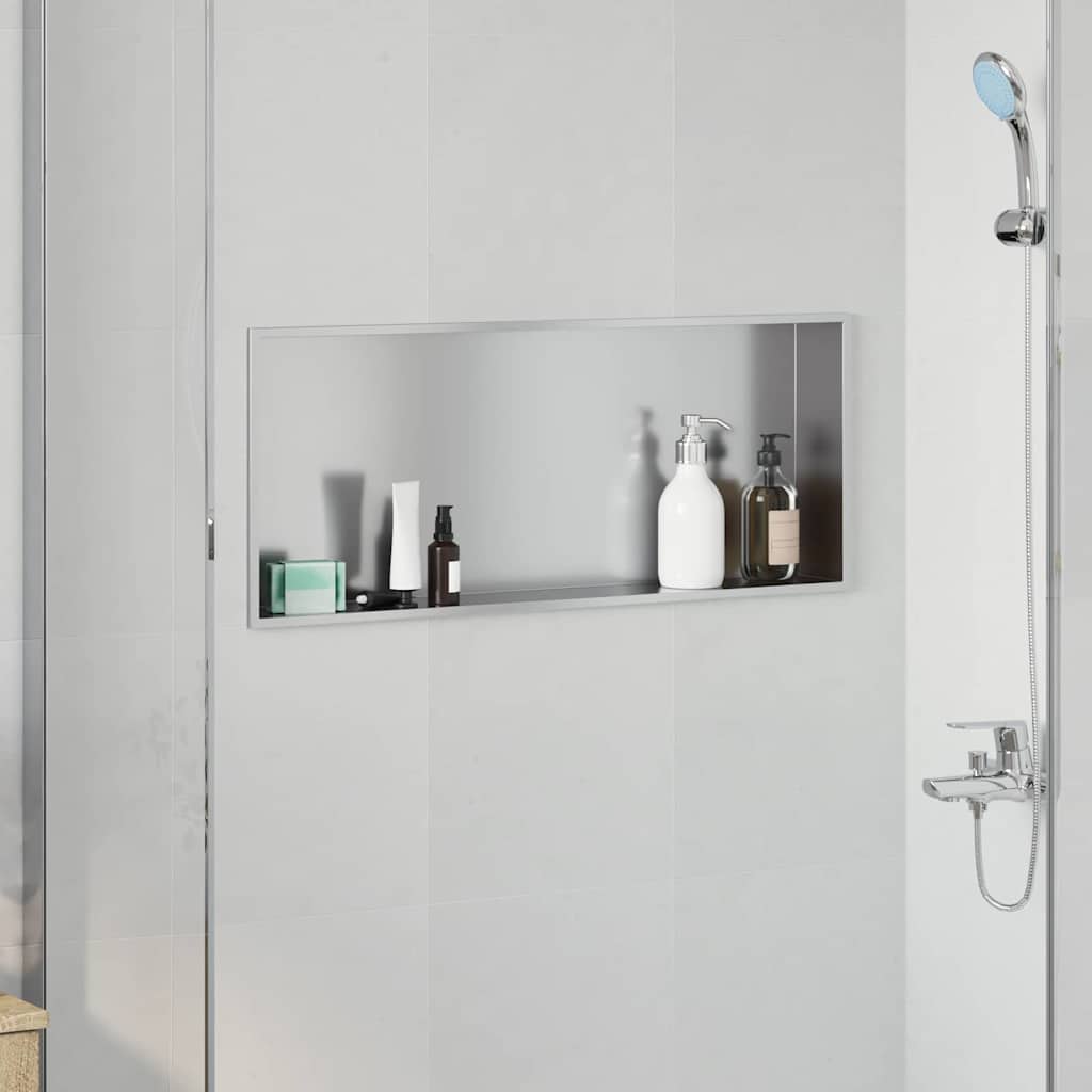 Vidaxl douche niche zilver 75 x 30 x 9,5 cm roestvrij staal