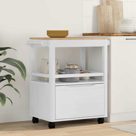 Vidaxl keuken trolley floro wit 72,5 x 45 x 80 cm massief vurenhout