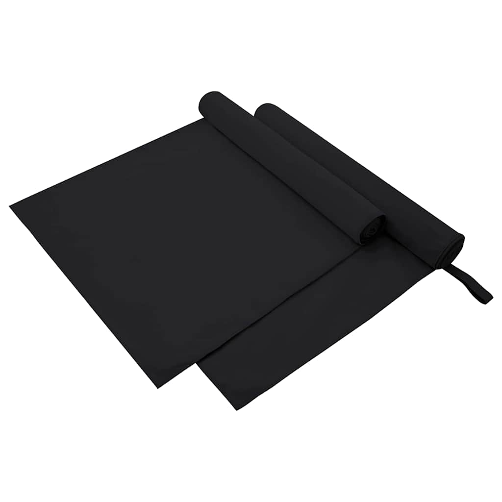Vidaxl sporthanddoeken 2 pcs zwart 180 x 90 cm polyester en polyamide