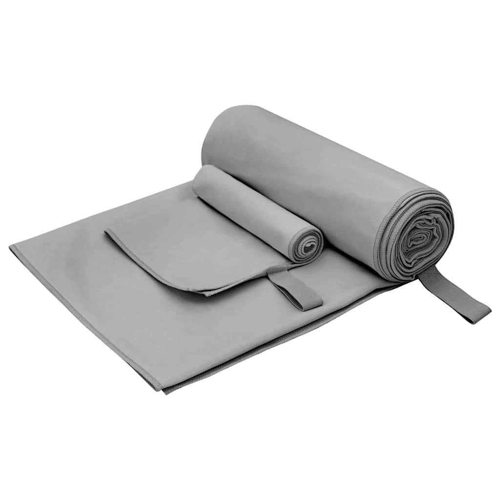 Vidaxl set van sporthanddoeken 2 pcs donkergrijs stof