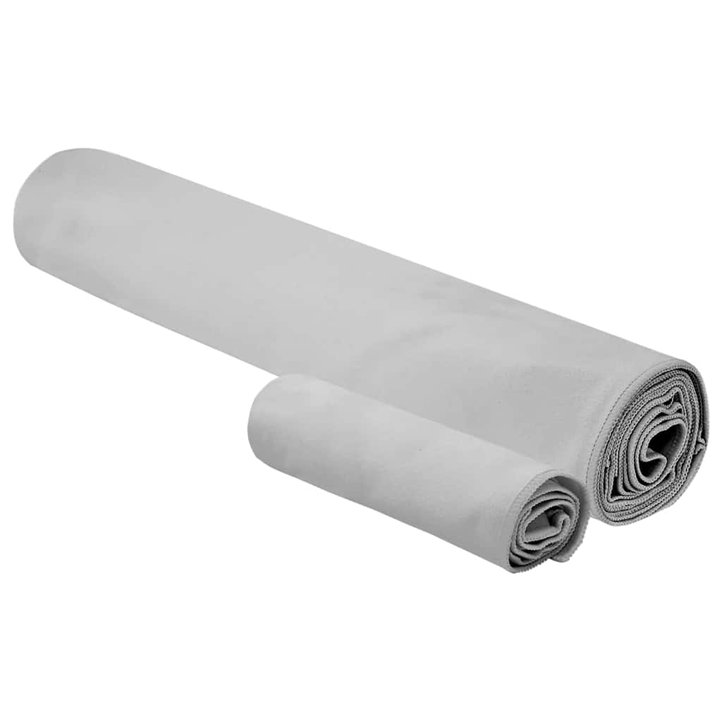 Vidaxl set van sporthanddoeken 2 pcs grijs stof