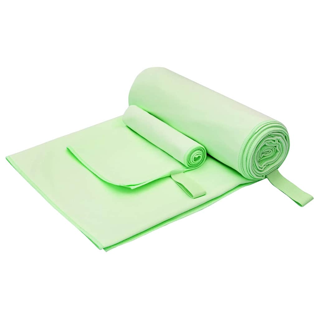 Vidaxl set van sporthanddoeken 2 pcs groen stof