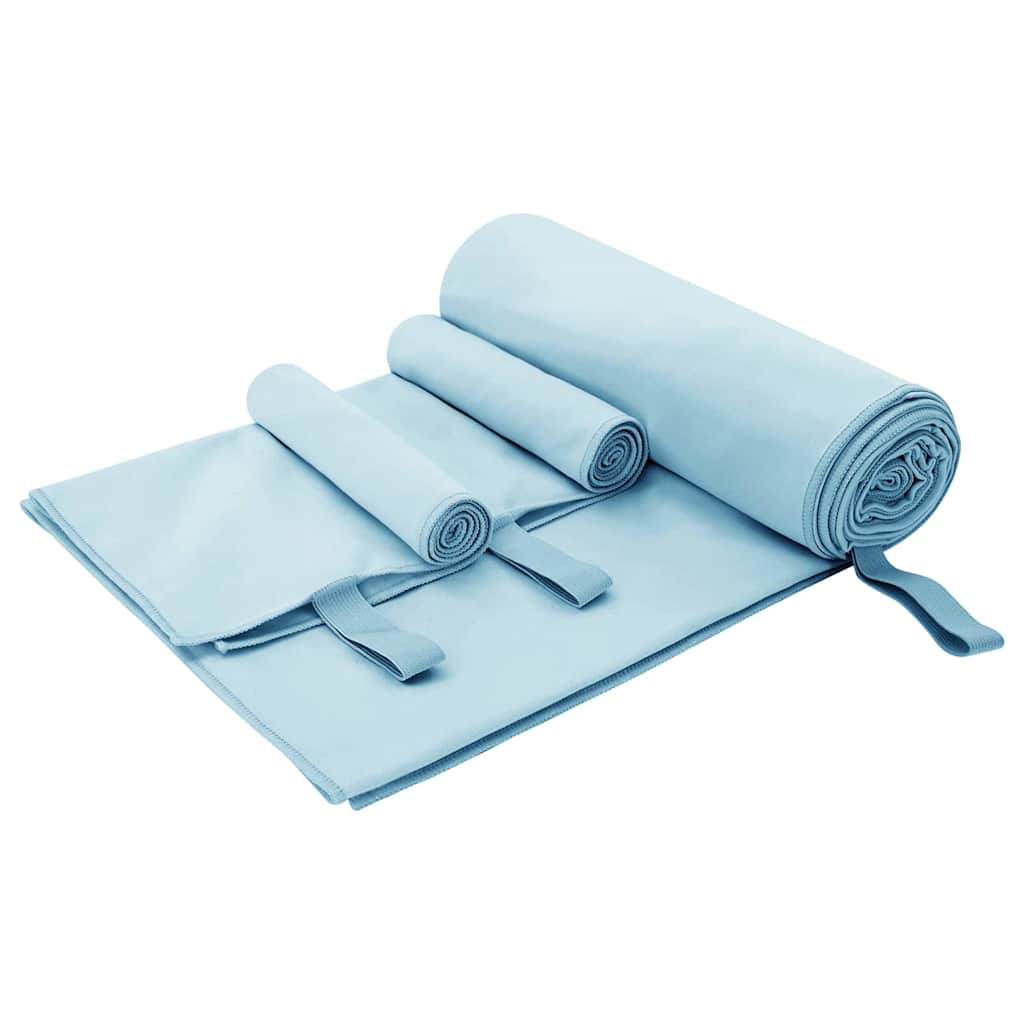 Vidaxl set van sporthanddoeken 3 pcs blauw polyester en polyamide