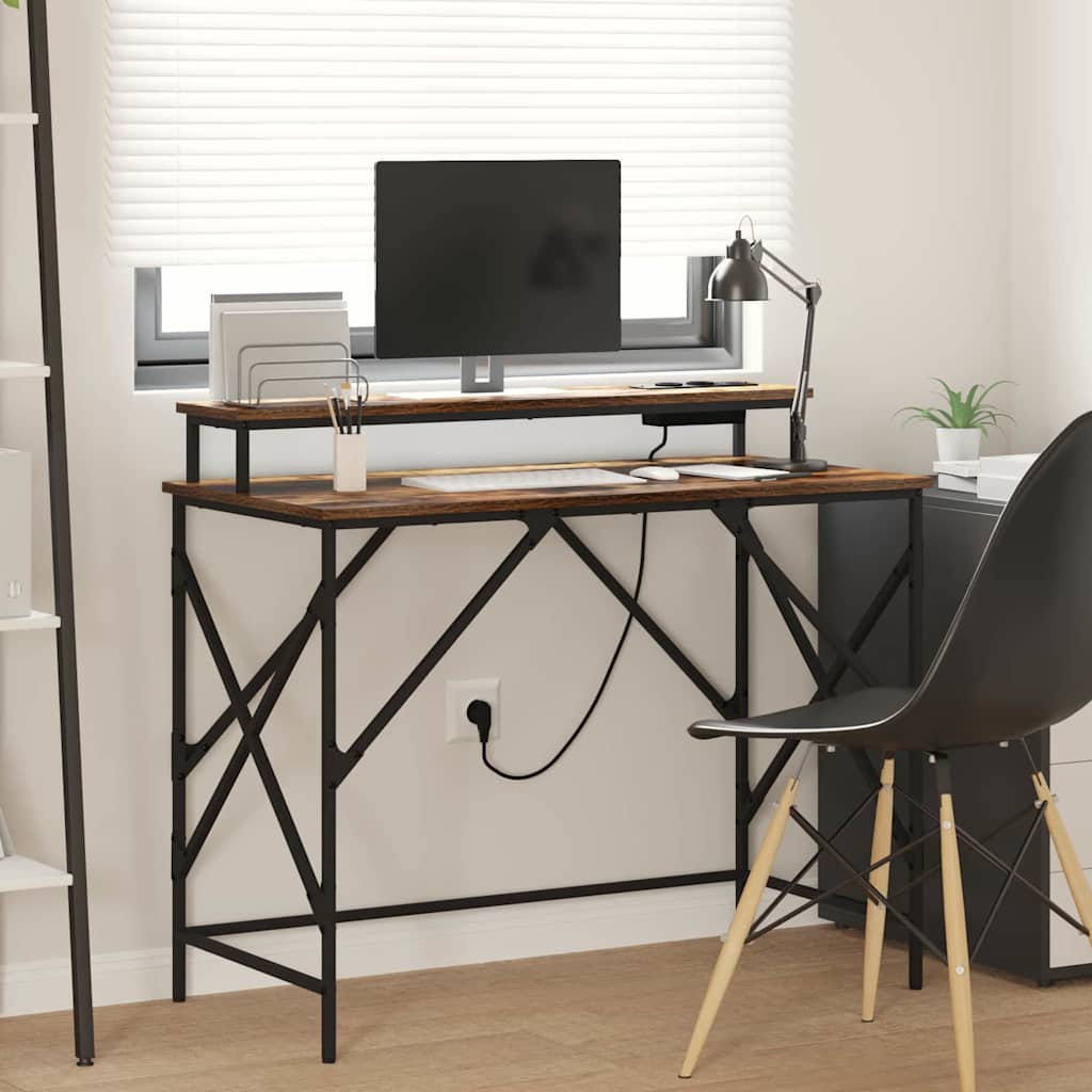 Vidaxl bureau gerookt eiken 100 x 50 x 86,5 cm bewerkt hout