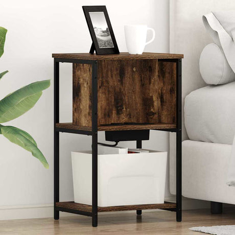 Vidaxl nachtkastje 2 st gerookt eiken 38 x 31 x 61 cm bewerkt hout