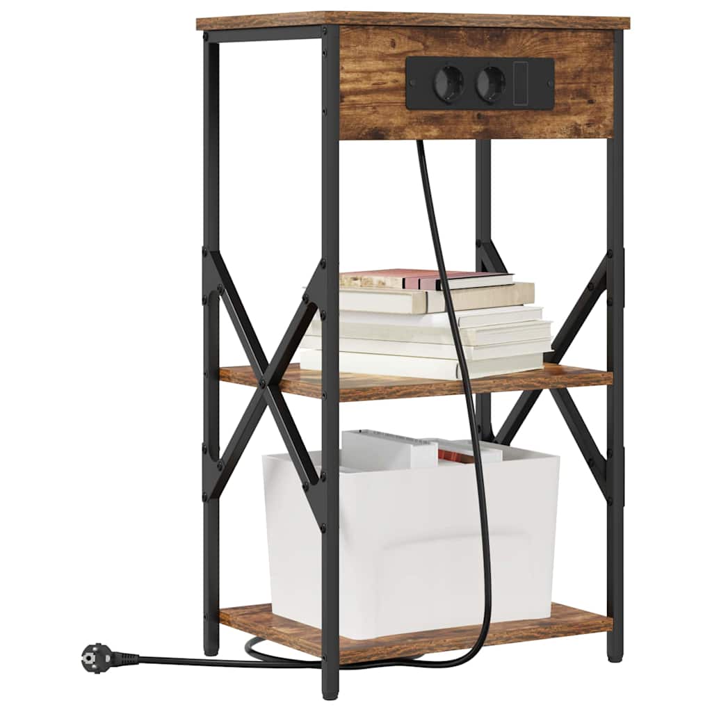 Vidaxl nachtkastje 2 st gerookt eiken 41 x 31 x 76 cm bewerkt hout