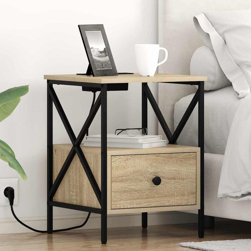 Vidaxl nachtkastje 2 st sonoma eiken 41,5 x 40,5 x 55 cm bewerkt hout