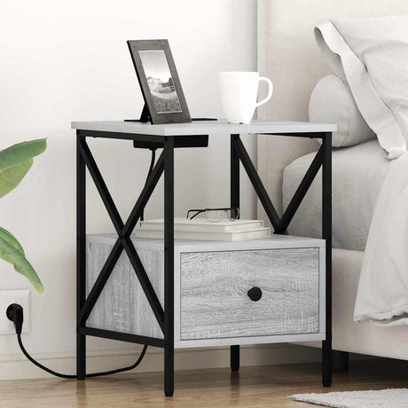 Vidaxl nachtkastje grijs sonoma 41,5 x 40,5 x 55 cm bewerkt hout