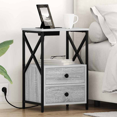 Vidaxl nachtkastje grijs sonoma 40 x 31 x 60 cm bewerkt hout