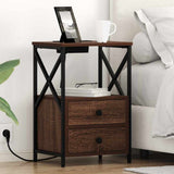 Vidaxl nachtkastje bruin eiken 40 x 31 x 60 cm bewerkt hout