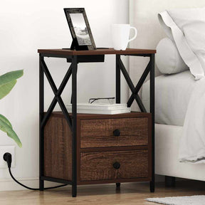 Vidaxl nachtkastje bruin eiken 40 x 31 x 60 cm bewerkt hout