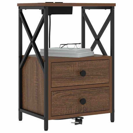 Vidaxl nachtkastje bruin eiken 40 x 31 x 60 cm bewerkt hout